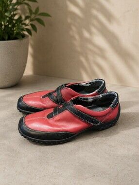 Rieker Red and Black Leather Slip-On Shoe